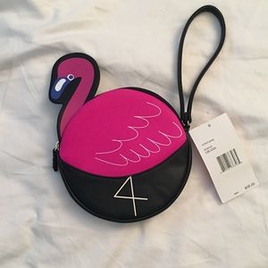 NWT Betsey Johnson flamingo wristlet coin purse